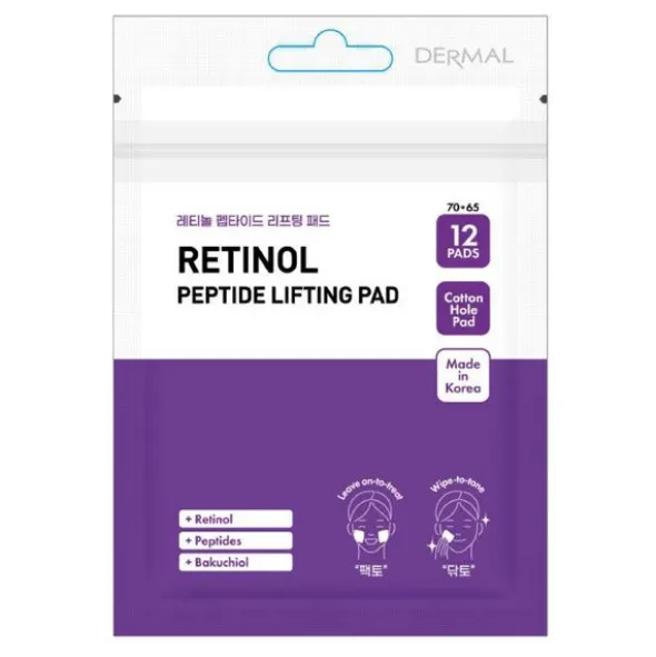 Dermal Retinol Peptide Lifting Pad, płatki do twarzy z retinolem, bakuchiolem i peptydami, 12 szt.