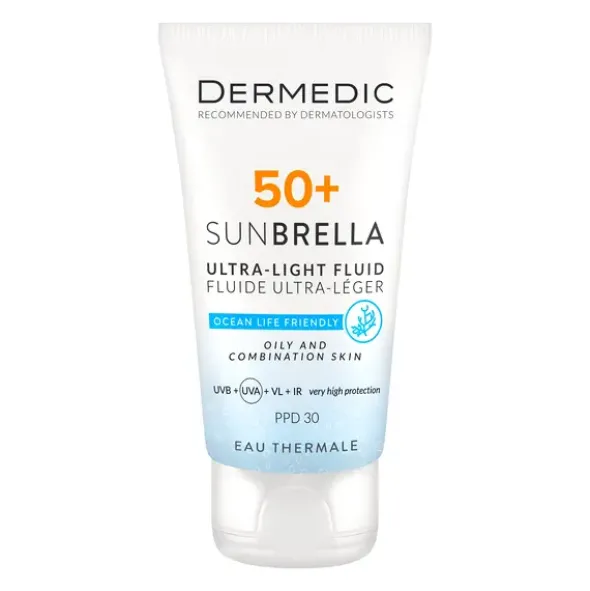 Dermedic Sunbrella, ultralekki krem ochronny SPF 50+ dla skóry tłustej i mieszanej, 40 ml