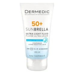 Dermedic Sunbrella, ultralekki krem ochronny SPF 50+ dla skóry naczyniowej i nadreaktywnej, 40 ml