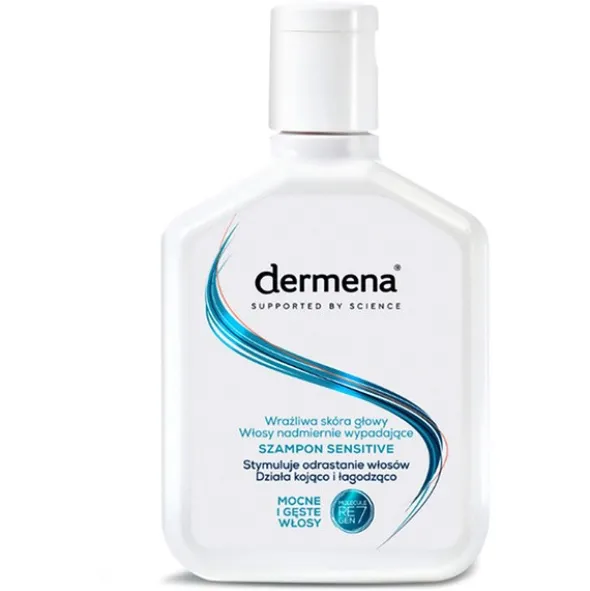 Dermena Sensitive, szampon do wrażliwej skóry głowy i nadmiernie wypadających włosów, 200ml