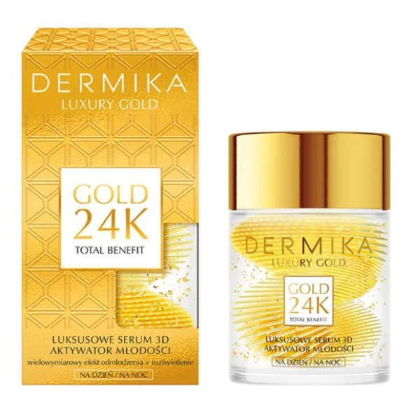 Dermika Luxury Gold 24K, luksusowe serum 3D na dzień i na noc, 60 g