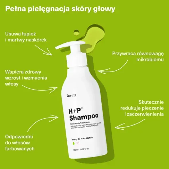 Dermz, H+P Shampoo, oczyszczający szampon dla skóry wrażliwej, 300 ml