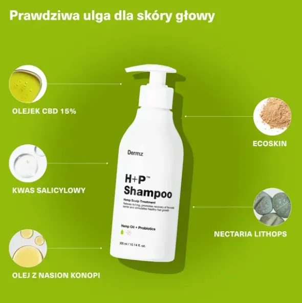Dermz, H+P Shampoo, oczyszczający szampon dla skóry wrażliwej, 300 ml