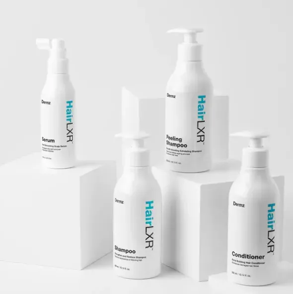 Dermz Laboratories HairLXR Haircare Set, zestaw 4-stopniowy do kompleksowej terapii przeciw wypadaniu włosów