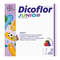 Dicoflor Junior, saszetki z proszkiem, smak owoce leśne, 20 szt.