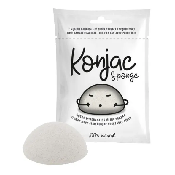 Diet-Food, gąbka konjac do twarzy, biała, 1 szt.
