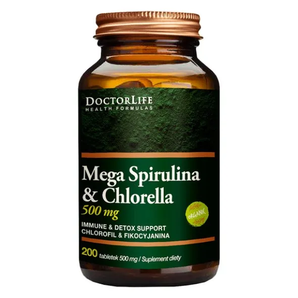 DoctorLife Mega Spirulina & Chlorella, tabletki, 200 szt.