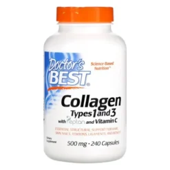 Doctor's Best, Collagen Types 1 and 3 with Peptan and Vitamin C, 500 mg, kapsułki, 240 szt.