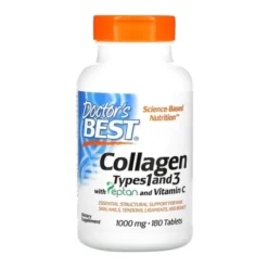 Doctor's best, Collagen Types 1 and 3 with Peptan and Vitamin C,1000 mg, tabletki, 180 szt.