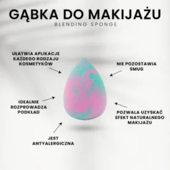 Donegal Blending Sponge, gąbka do makijażu, marmurek różowo-niebieski, 1 szt.