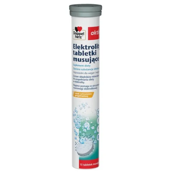 Doppelherz Aktiv Elektrolity, tabletki musujące, smak cytrynowo - grejpfrutowy, 15 szt.