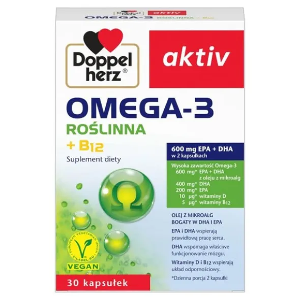Doppelherz Aktiv Omega-3 Roślinna, kapsułki, 30 szt.