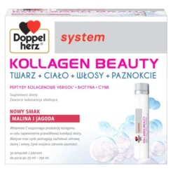 Doppelherz system Kollagen Beauty, ampułki z płynem, smak malina i jagoda, 25 ml x 30 szt.