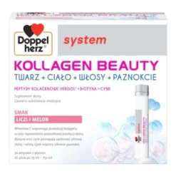 Doppelherz system Kollagen Beauty, ampułki z płynem, smak liczi i melon, 25 ml x 30 szt.