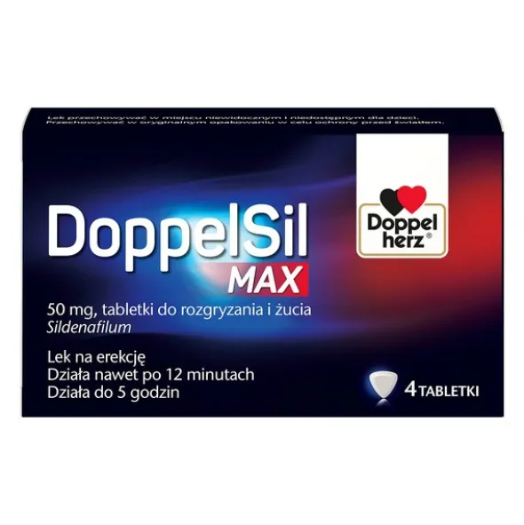 DoppelSil Max, 50 mg, tabletki do rozgryzania i żucia, 4 szt.