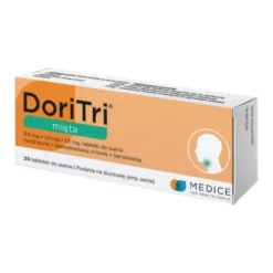 DoriTri mięta, 0,5 mg + 1 mg + 1,5mg, tabletki do ssania, 20 szt.