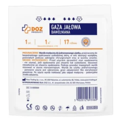 DOZ PRODUCT, gaza jałowa, bawełniana, 17-nitkowa, 1 m2, 1 szt.