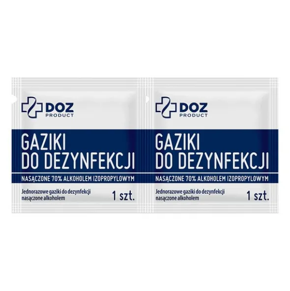 DOZ Product gaziki do dezynfekcji nasączone alkoholem izopropylowym, 100 szt.