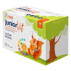 DOZ Product JuniorVit, saszetki z proszkiem musującym, smak pomarańczowy, 30 szt.
