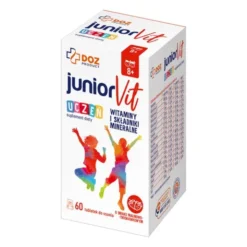 DOZ Product JuniorVit Uczeń, tabletki do ssania, smak malinowo-truskawkowy, 60 szt.