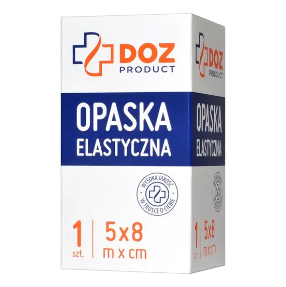 DOZ PRODUCT Opaska elastyczna tkana z zapinką, 5 m x 8 cm, 1 szt.