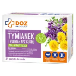DOZ PRODUCT Tymianek i podbiał, pastylki do ssania bez cukru, 24 szt.