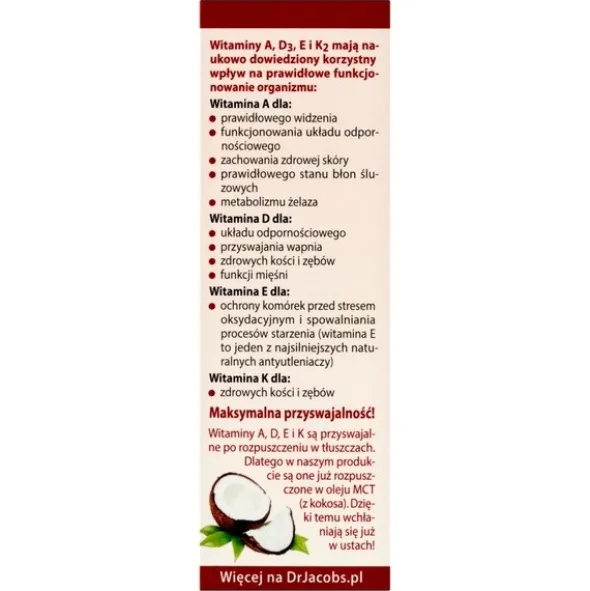 Dr Jacob's Medical, Witamina ADEK, krople, 20 ml