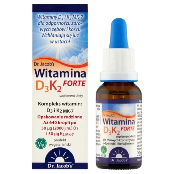 Dr Jacob's Medical, Witamina D3K2 Forte, krople, 20 ml