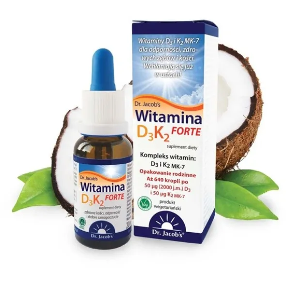 Dr Jacob's Medical, Witamina D3K2 Forte, krople, 20 ml