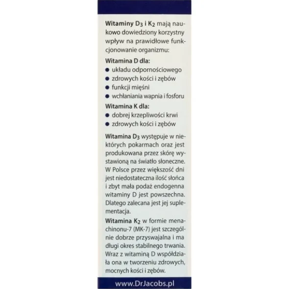 Dr Jacob's Medical, Witamina D3K2 Forte, krople, 20 ml
