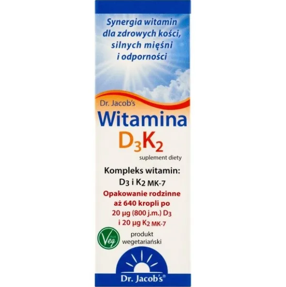 Dr Jacob's Medical, Witamina D3 K2, krople, 20 ml