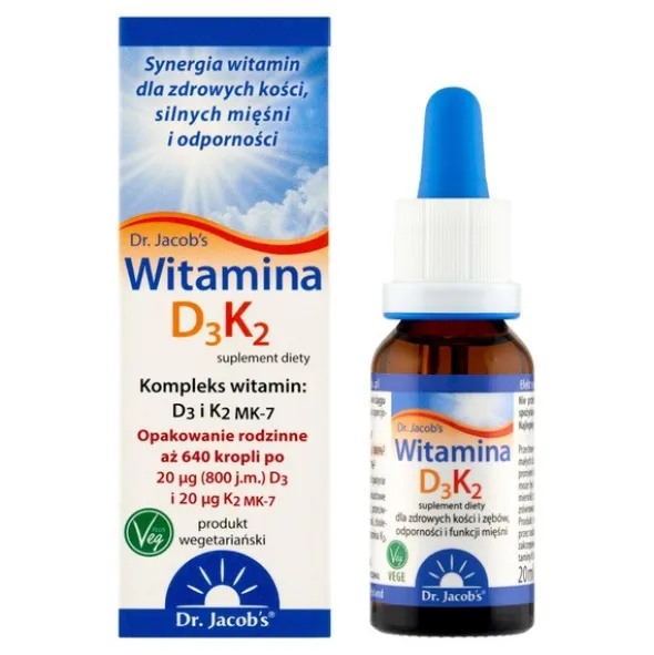 Dr Jacob's Medical, Witamina D3 K2, krople, 20 ml