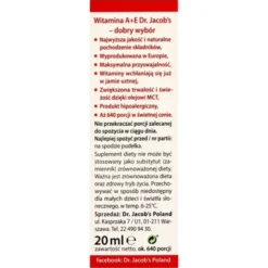 Dr Jacob's, Witamina A + E, krople, 20 ml