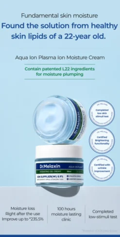 Dr.Melaxin Aqua Ion Plasma WaterHydrating Gel Cream, krem-żel nawilżający, 50 ml