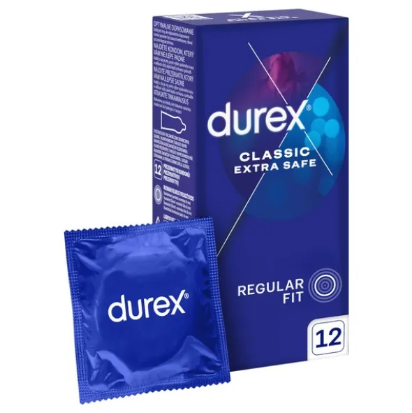 Durex Extra Safe, prezerwatywy powlekane środkiem nawilżającym, 12 szt.