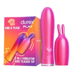 Durex Play 2w1 Vibe&Tease, wibrator i końcówka stymulująca, 1 zestaw