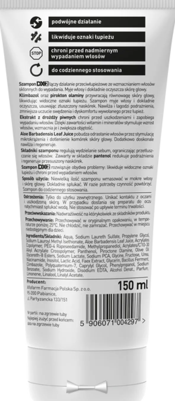 DX2, szampon dla mężczyzn przeciwłupieżowy + przeciw wypadaniu włosów, 150 ml