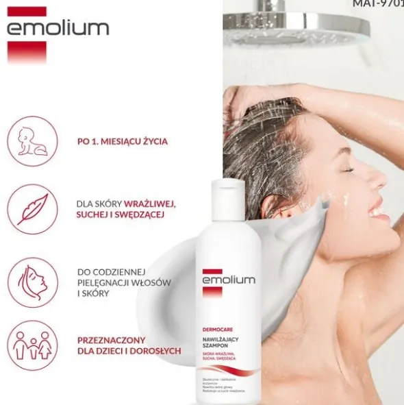 Emolium Dermocare, szampon nawilżający, 200 ml