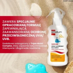 Emolium Suncare, spray ochronny dla dzieci SPF50+, 175 ml