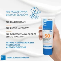 Emotopic, dermo-ochronny krem mineralny do twarzy i ciała SPF 50+, 75 ml