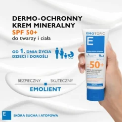 Emotopic, dermo-ochronny krem mineralny do twarzy i ciała SPF 50+, 75 ml