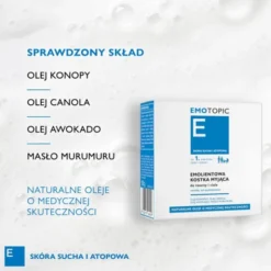 Emotopic, emolientowa kostka myjąca do twarzy i ciała, 100 g