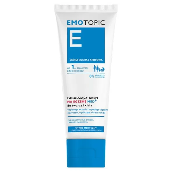 Emotopic Med+, łagodzący krem na egzemę do twarzy i ciała MED+, 75 ml