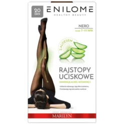 Enilome Healthy Beauty Aloe, rajstopy uciskowe, półmatowe, kolor Nero, rozmiar M, 20 DEN