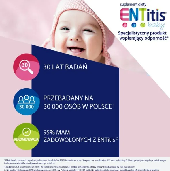 ENTitis Baby, smak truskawkowy, proszek w saszetkach, 30 szt.
