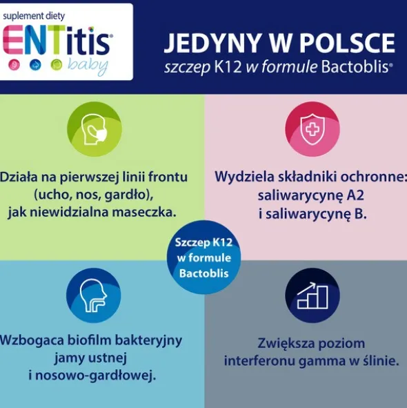 ENTitis Baby, smak truskawkowy, proszek w saszetkach, 30 szt.