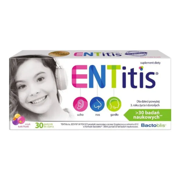 ENTitis, pastylki do ssania, smak tutti frutti, 30 szt.