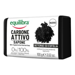 Equilibra, oczyszczające mydło 100% roślinne z aktywnym węglem, 100 g