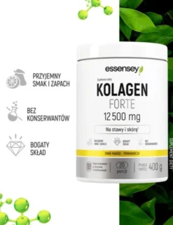 Essensey Kolagen Forte 12 500 mg, proszek, mango - pomarańcza, 400 g