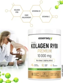 Essensey Kolagen Rybi Premium 10 000 mg, proszek, smak zielone herbata - limonka, 321 g